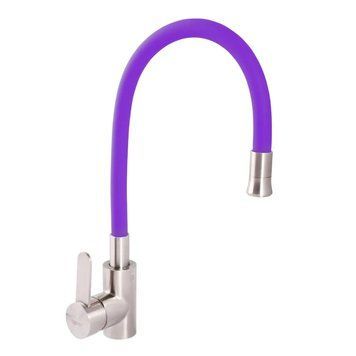 Смеситель для кухни Zerix LR74004-8 с фиолетовым гибким изливом (LL1478) LL1478 фото