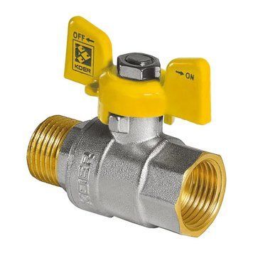 Кран шаровой KOER KR.218.G - 3/4" FM ГШМ YELLOW, ручка "бабочка" желтая (KR0094) KR0094 фото