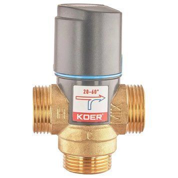 Клапан смесительный термостатический 1'' (20*C-60*C) KOER KR.1268 (KR5845) KR5845 фото