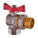 Кран с американкой угловой Waterpro WP400-20FMW-L - 3/4" ручка "бабочка" красная (WP2896) WP2896 фото 1
