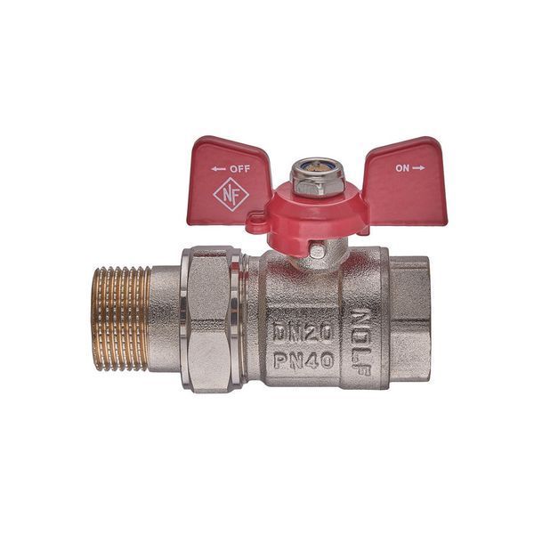 Кран з американкою Nolf classic NFC.921-08-3/4" FM ГШМ, ручка "метелик" червона (NF3151) NF3151 фото