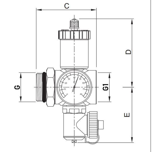 Проходная сливная группа Roho R612-100 - 1" (с воздухоотводчиком) (RO0154) RO0154 фото