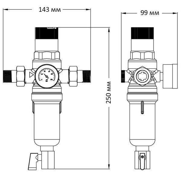Фильтр самоочистной с редуктором давления и манометром Koer KR.1242 - 1/2 "НР (KR3187) KR3187 фото