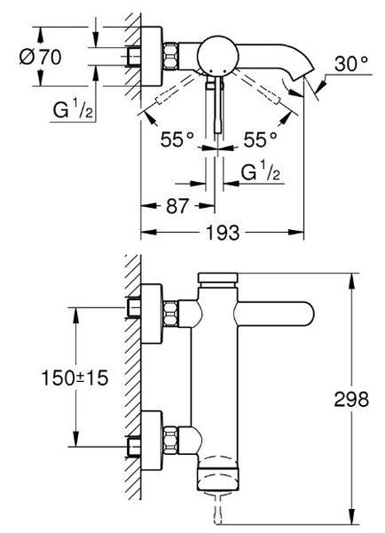 Одноважільний змішувач для ванни Grohe Essence (25250KF1) 25250KF1 фото