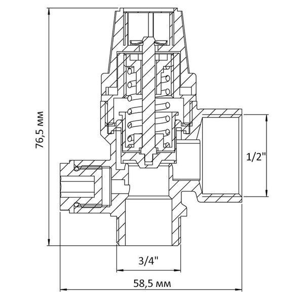 Клапан запобіжний ВЗ 1/2"х3/4" Koer KR.1262 (з вих. для підключ. манометра) (1.5 бар) (KR3109) KR3109 фото