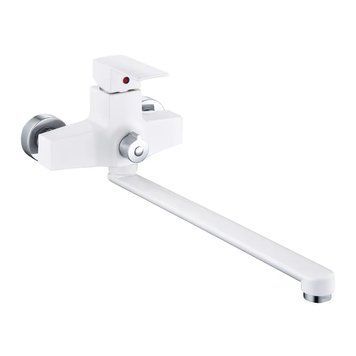 Змішувач для ванни PLAMIX KUBUS-006 EURO SET WHITE (з шлангом, лійкою та кронштейном) (PM0738) PM0738 фото
