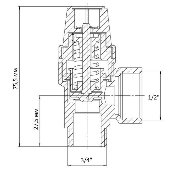 Клапан запобіжний ВЗ 1/2"х3/4" Koer KR.1261 (6 бар) (KR3108) KR3108 фото