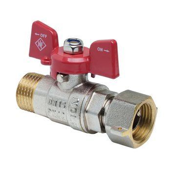Кран шаровой Nolf classic NFC.821-06-1/2" FM ГШБ с накидной гайкой, ручка "бабочка" красная (NF3153) NF3153 фото
