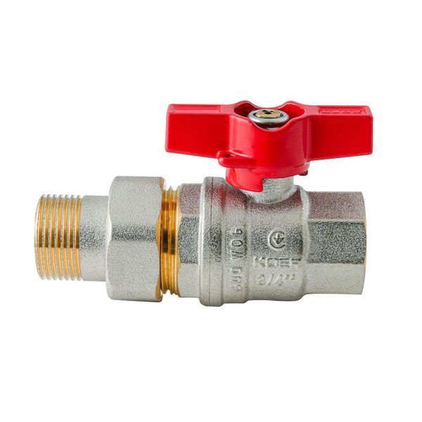 Кран з американкою KOER EXTREME KE.227-20 - 3/4" ручка "метелик" червона (KR5766) KR5766 фото