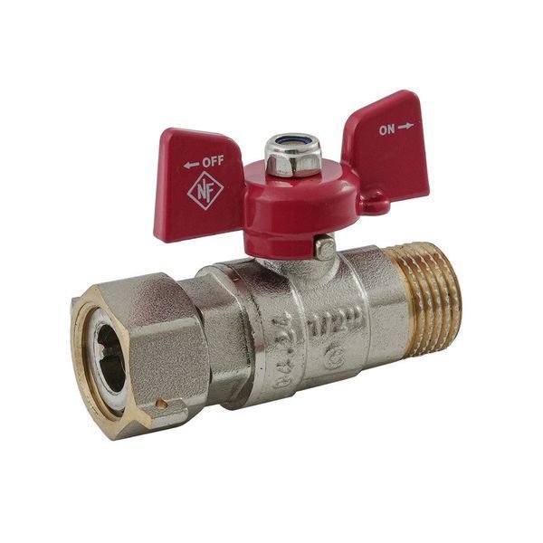 Кран шаровой Nolf classic NFC.821-06-1/2" FM ГШБ с накидной гайкой, ручка "бабочка" красная (NF3153) NF3153 фото