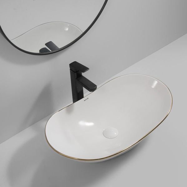 Раковина накладна MIXXUS PREMIUM WAVE-0105 EDGE GOLD 620х360х160mm (MP6557) MP6557 фото