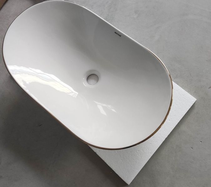 Раковина накладна MIXXUS PREMIUM WAVE-0105 EDGE GOLD 620х360х160mm (MP6557) MP6557 фото