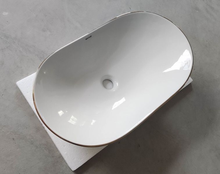 Раковина накладна MIXXUS PREMIUM WAVE-0105 EDGE GOLD 620х360х160mm (MP6557) MP6557 фото