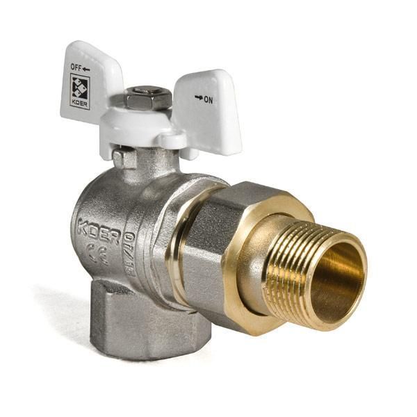 Кран з американкою 3/4" (Koer KR.228.W) кутовий білий (KR0100) KR0100 фото