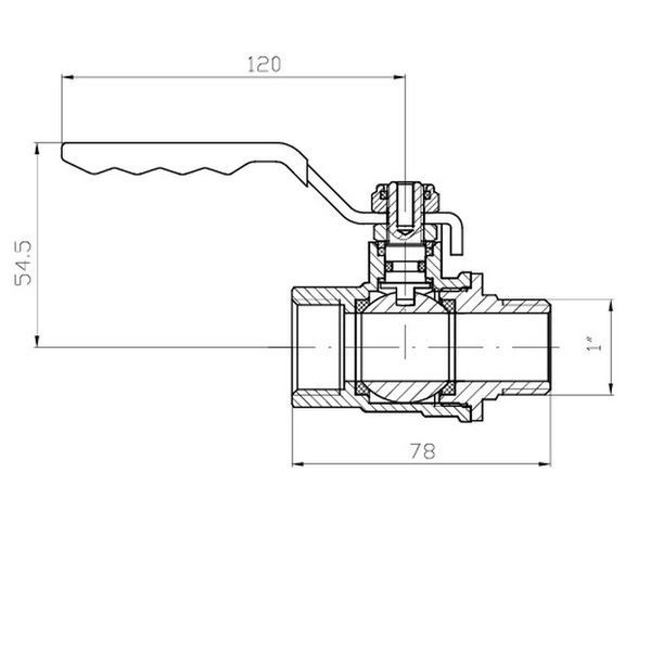 Кран шаровой ГШВ KOER EXTREME KE.215-25 - 1" FM ручка "рычаг" красная (KR5752) KR5752 фото