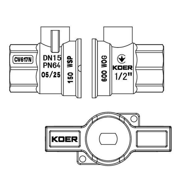Кран шаровой ГШМ KOER EXTREME KE.218-15 - 1/2" FM ручка "бабочка" красная (KR5759) KR5759 фото