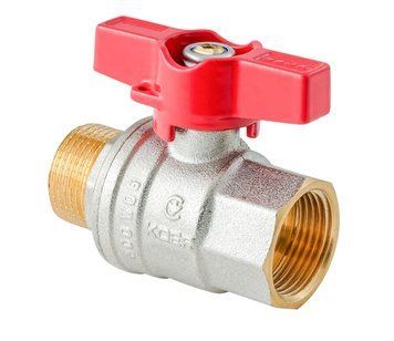 Кран кульовий ГШМ KOER EXTREME KE.218-25 - 1" FM ручка "метелик" червона (KR5761) KR5761 фото