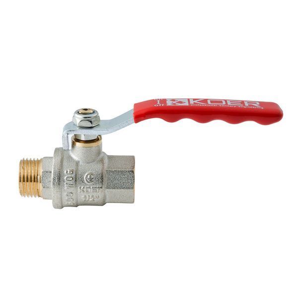 Кран кульовий ГШВ KOER EXTREME KE.215-15 - 1/2" FM ручка "важіль" червона (KR5750) KR5750 фото