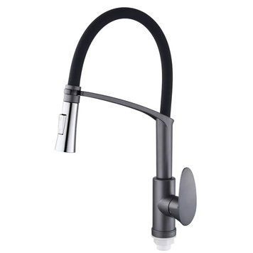 Смеситель для кухни PLAMIX CEZAR-017 SET GRAPHITE REFL.BLACK с силиконовым изливом (с подводкой) (PM0742) PM0742 фото