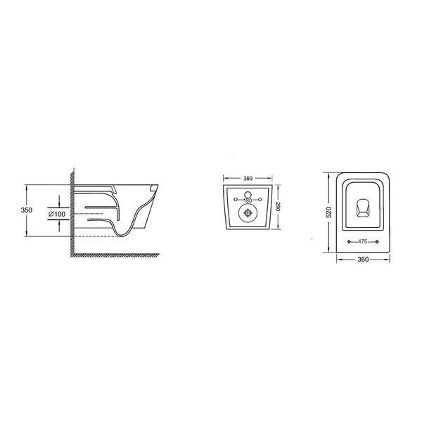 Унітаз підвісний MIXXUS QUADRO-0304-R 520х360х365mm система змиву RIMLESS (MI6707) MI6707 фото
