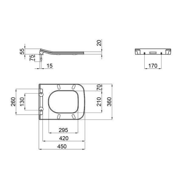 Унітаз підвісний MIXXUS QUADRO-0304-R 520х360х365mm система змиву RIMLESS (MI6707) MI6707 фото