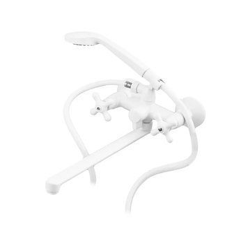 Смеситель для ванны PLAMIX PABLO-140 EURO SET WHITE (со шлангом и лейкой) (Цвет белый) (PM0670) PM0670 фото