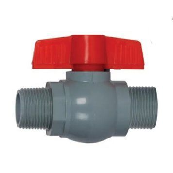 Кран кульовий PLAMIX PVN-1/2" MM PVC, ручка "метелик" (grey+red) (PM0704) PM0704 фото