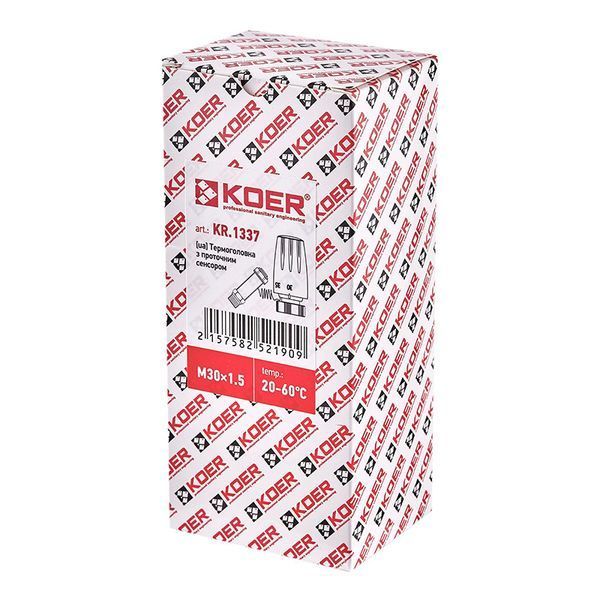 Термоголовка Koer KR.1337 &ndash; M30x1.5 с проточным сенсором (KR5219) KR5219 фото