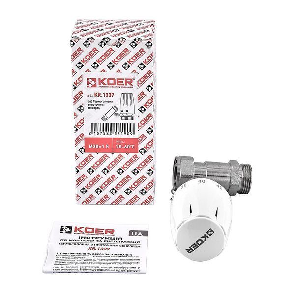 Термоголовка Koer KR.1337 &ndash; M30x1.5 с проточным сенсором (KR5219) KR5219 фото